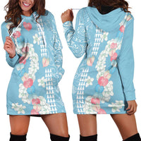 Blue Hawaii Anthurium Plumeria Lei Hoodie Dress