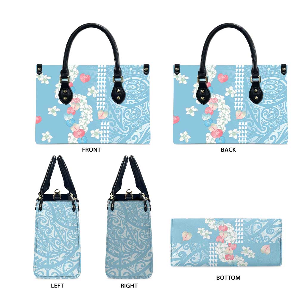 Blue Hawaii Anthurium Plumeria Lei Leather Bag LT9 - Polynesian Pride