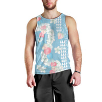 Blue Hawaii Anthurium Plumeria Lei Men Tank Top