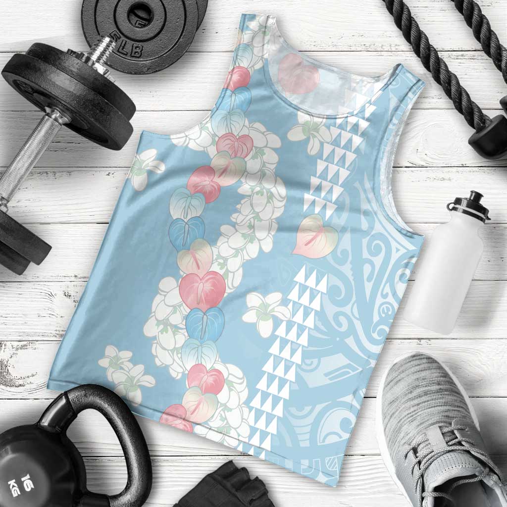 Blue Hawaii Anthurium Plumeria Lei Men Tank Top