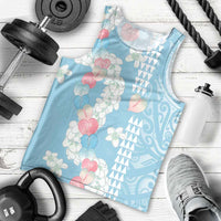 Blue Hawaii Anthurium Plumeria Lei Men Tank Top