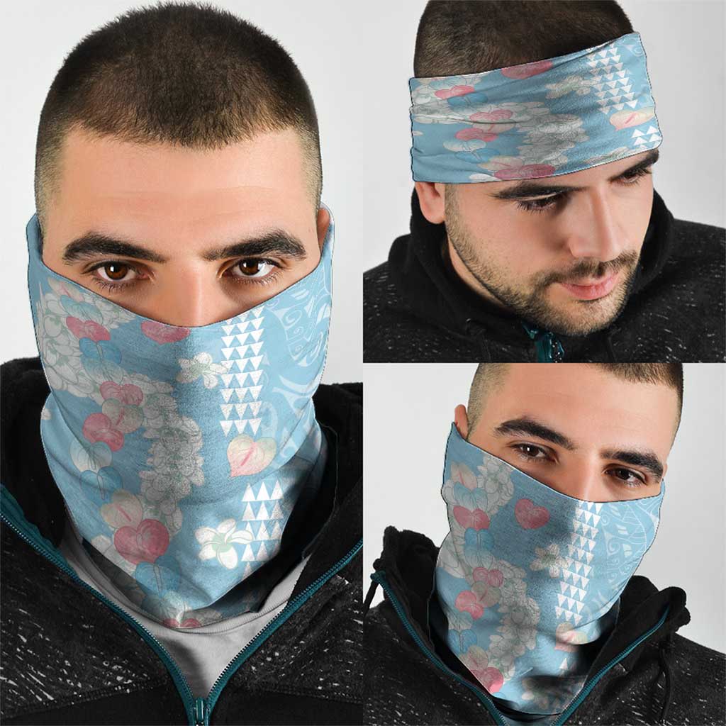 Blue Hawaii Anthurium Plumeria Lei Neck Gaiter