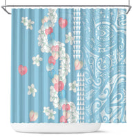 Blue Hawaii Anthurium Plumeria Lei Shower Curtain
