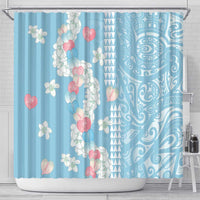 Blue Hawaii Anthurium Plumeria Lei Shower Curtain