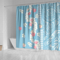 Blue Hawaii Anthurium Plumeria Lei Shower Curtain