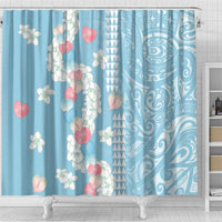 Blue Hawaii Anthurium Plumeria Lei Shower Curtain