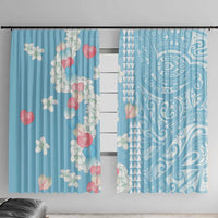 Blue Hawaii Anthurium Plumeria Lei Window Curtain