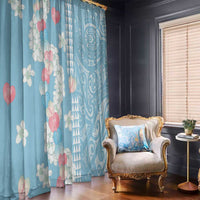Blue Hawaii Anthurium Plumeria Lei Window Curtain