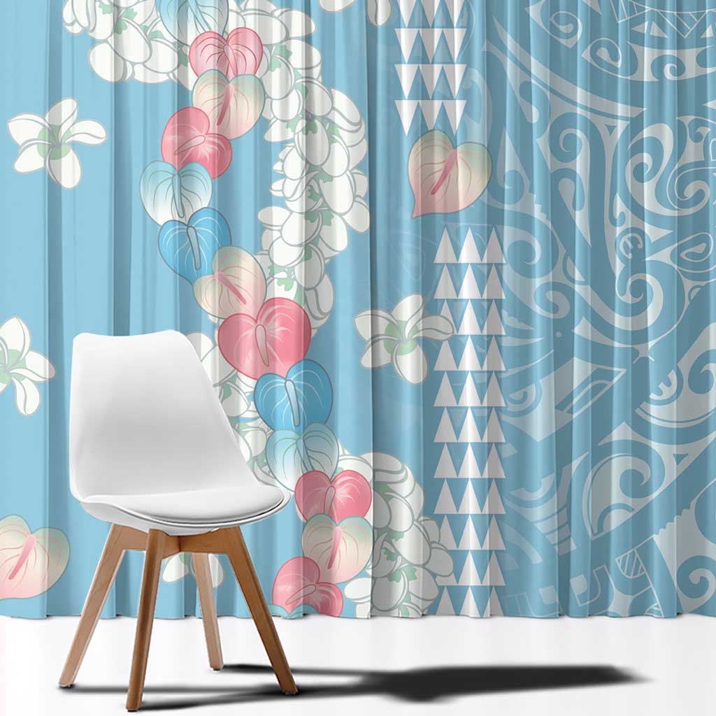 Blue Hawaii Anthurium Plumeria Lei Window Curtain