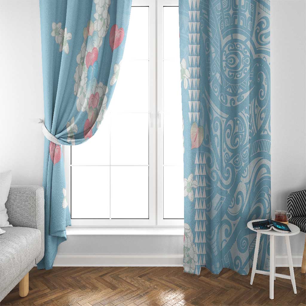 Blue Hawaii Anthurium Plumeria Lei Window Curtain