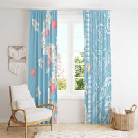 Blue Hawaii Anthurium Plumeria Lei Window Curtain