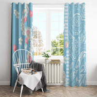 Blue Hawaii Anthurium Plumeria Lei Window Curtain