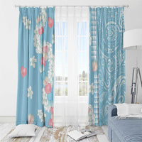 Blue Hawaii Anthurium Plumeria Lei Window Curtain