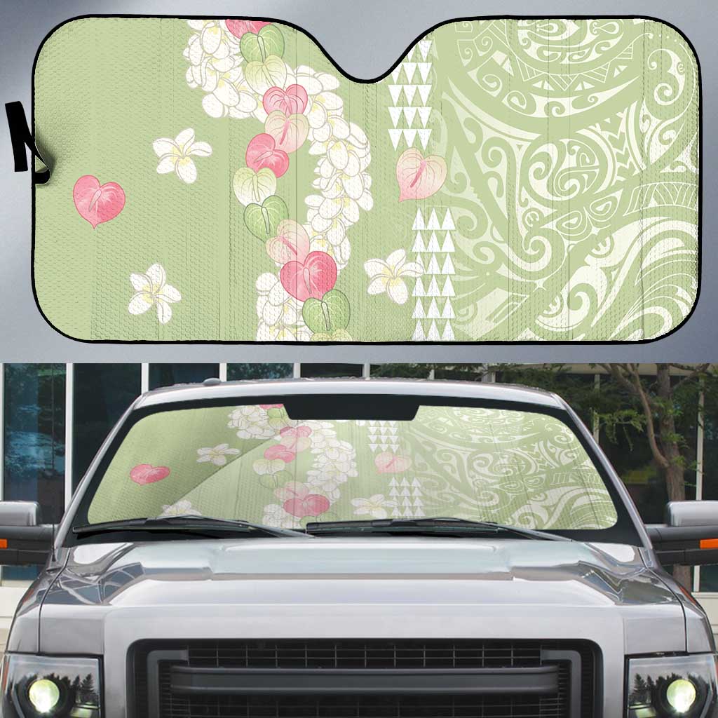 Leaf Green Hawaii Anthurium Plumeria Lei Auto Sun Shade
