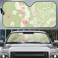 Leaf Green Hawaii Anthurium Plumeria Lei Auto Sun Shade
