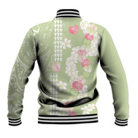 Leaf Green Hawaii Anthurium Plumeria Lei Baseball Jacket