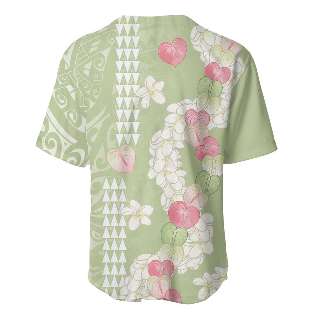 Leaf Green Hawaii Anthurium Plumeria Lei Baseball Jersey