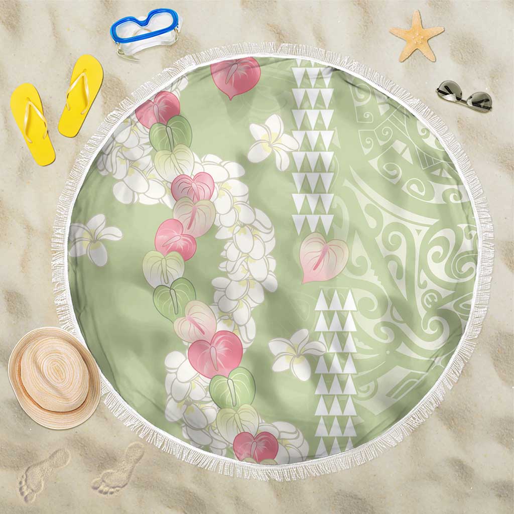 Leaf Green Hawaii Anthurium Plumeria Lei Beach Blanket