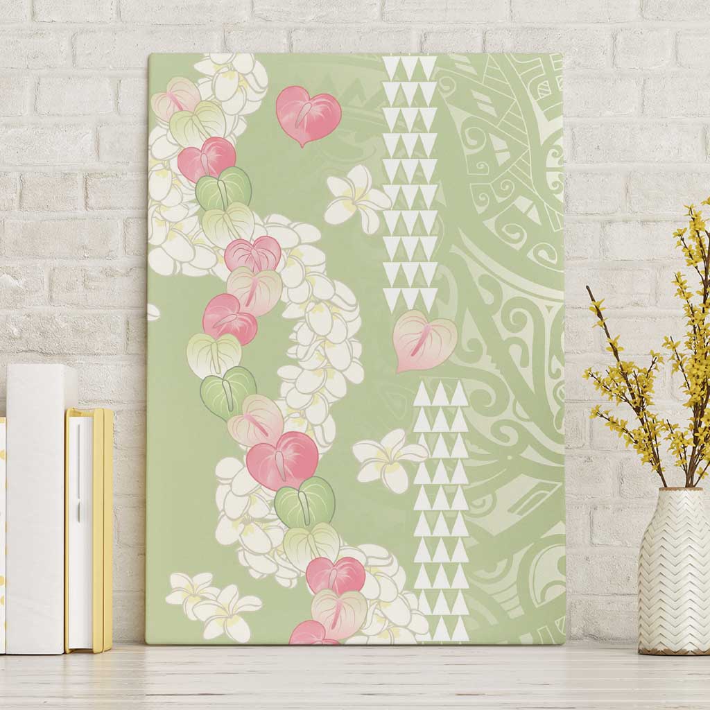 Leaf Green Hawaii Anthurium Plumeria Lei Canvas Wall Art