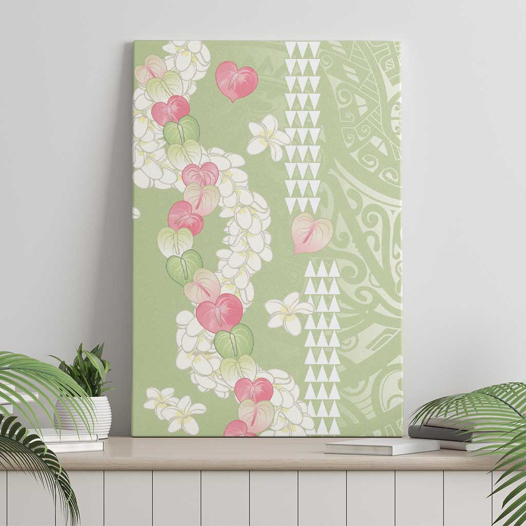 Leaf Green Hawaii Anthurium Plumeria Lei Canvas Wall Art