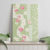 Leaf Green Hawaii Anthurium Plumeria Lei Canvas Wall Art