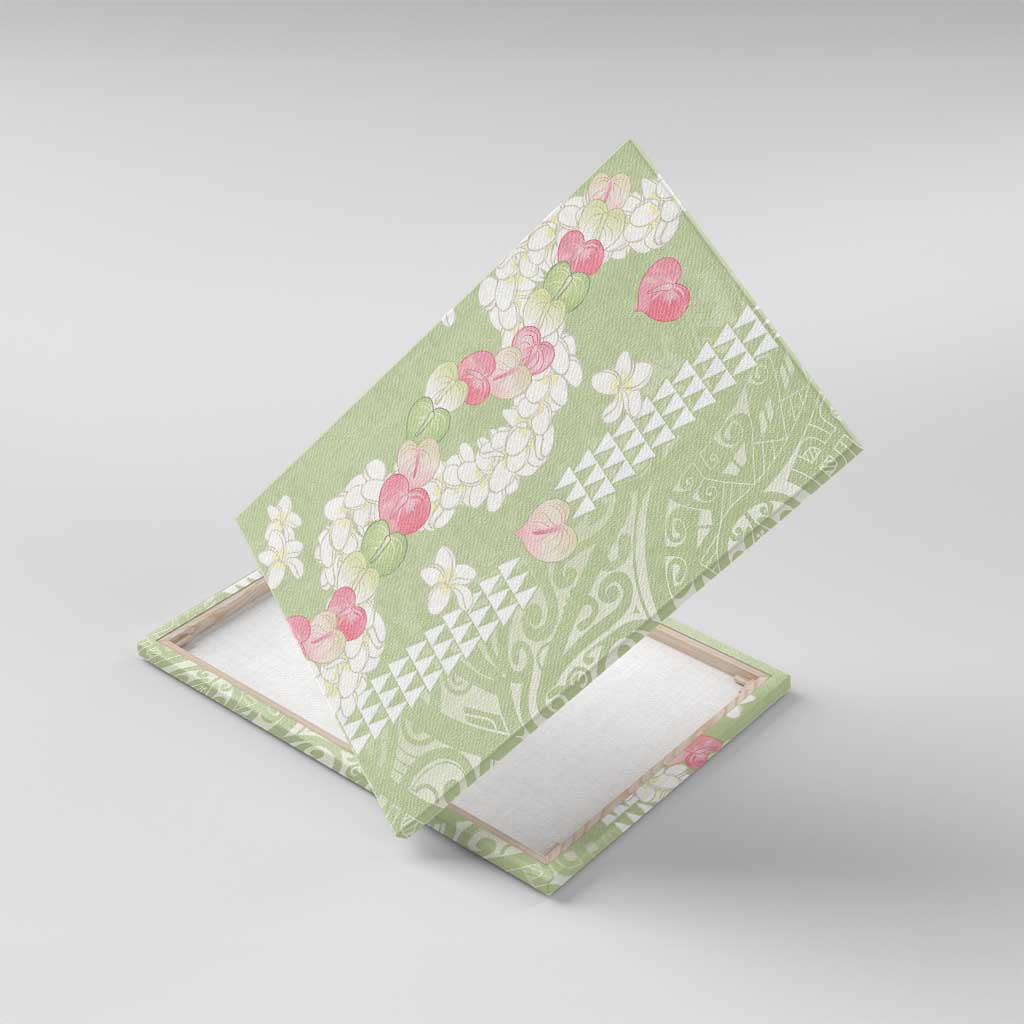 Leaf Green Hawaii Anthurium Plumeria Lei Canvas Wall Art