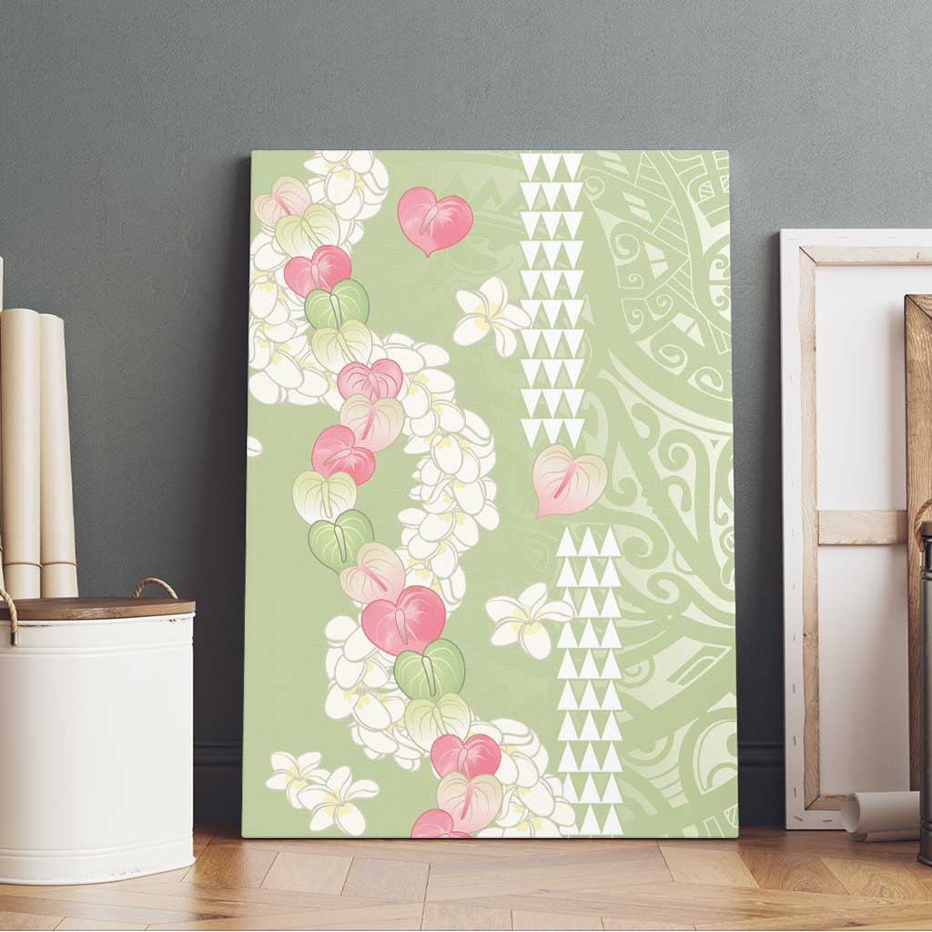Leaf Green Hawaii Anthurium Plumeria Lei Canvas Wall Art