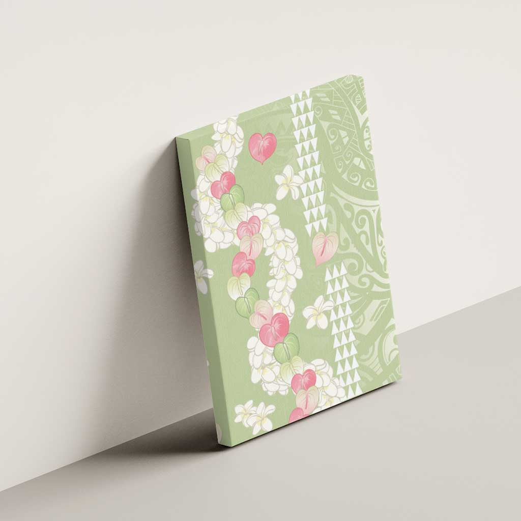 Leaf Green Hawaii Anthurium Plumeria Lei Canvas Wall Art