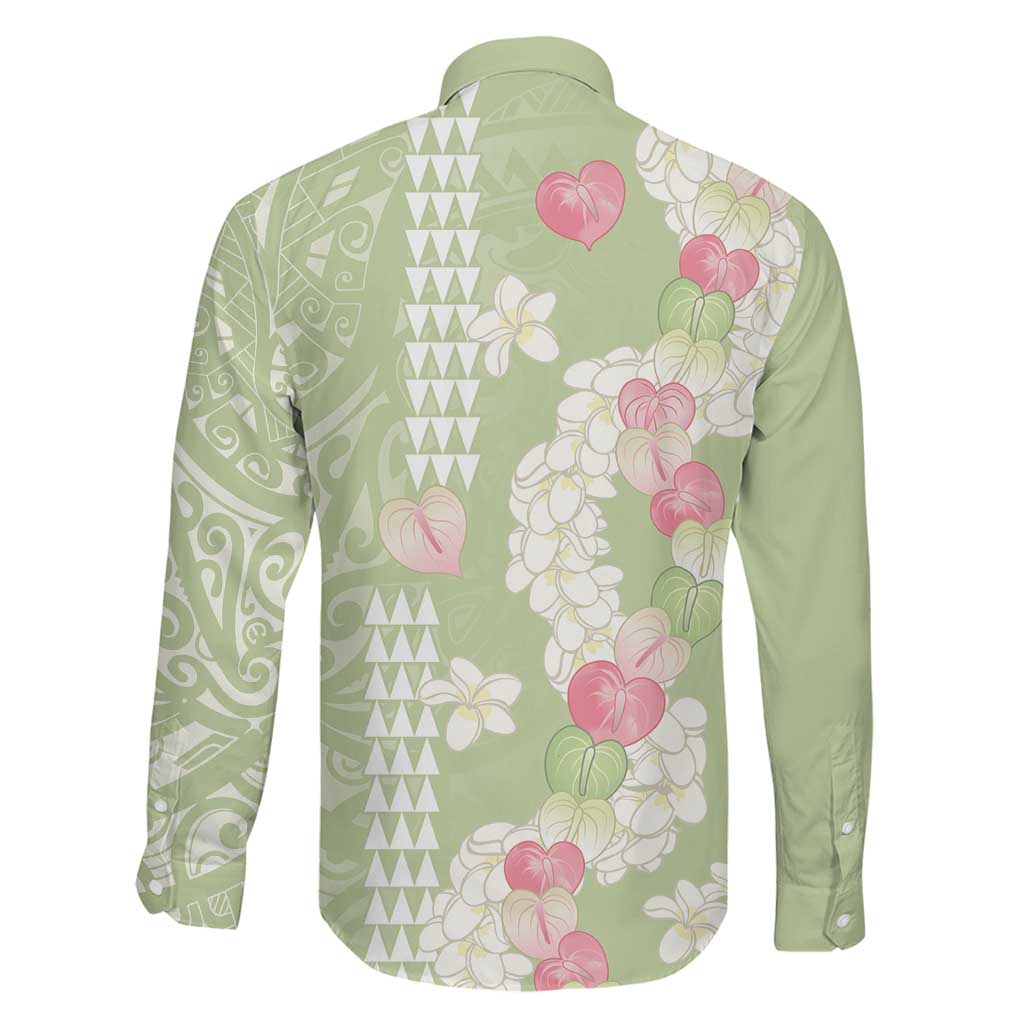 Leaf Green Hawaii Anthurium Plumeria Lei Family Matching Short Sleeve Bodycon Dress and Hawaiian Shirt LT9 - Polynesian Pride