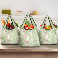 Leaf Green Hawaii Anthurium Plumeria Lei Grocery Bag