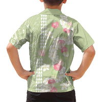Leaf Green Hawaii Anthurium Plumeria Lei Kid Hawaiian Shirt