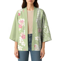 Leaf Green Hawaii Anthurium Plumeria Lei Kimono LT9 - Polynesian Pride