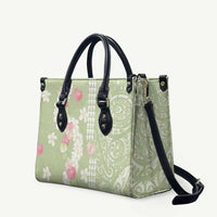 Leaf Green Hawaii Anthurium Plumeria Lei Leather Bag
