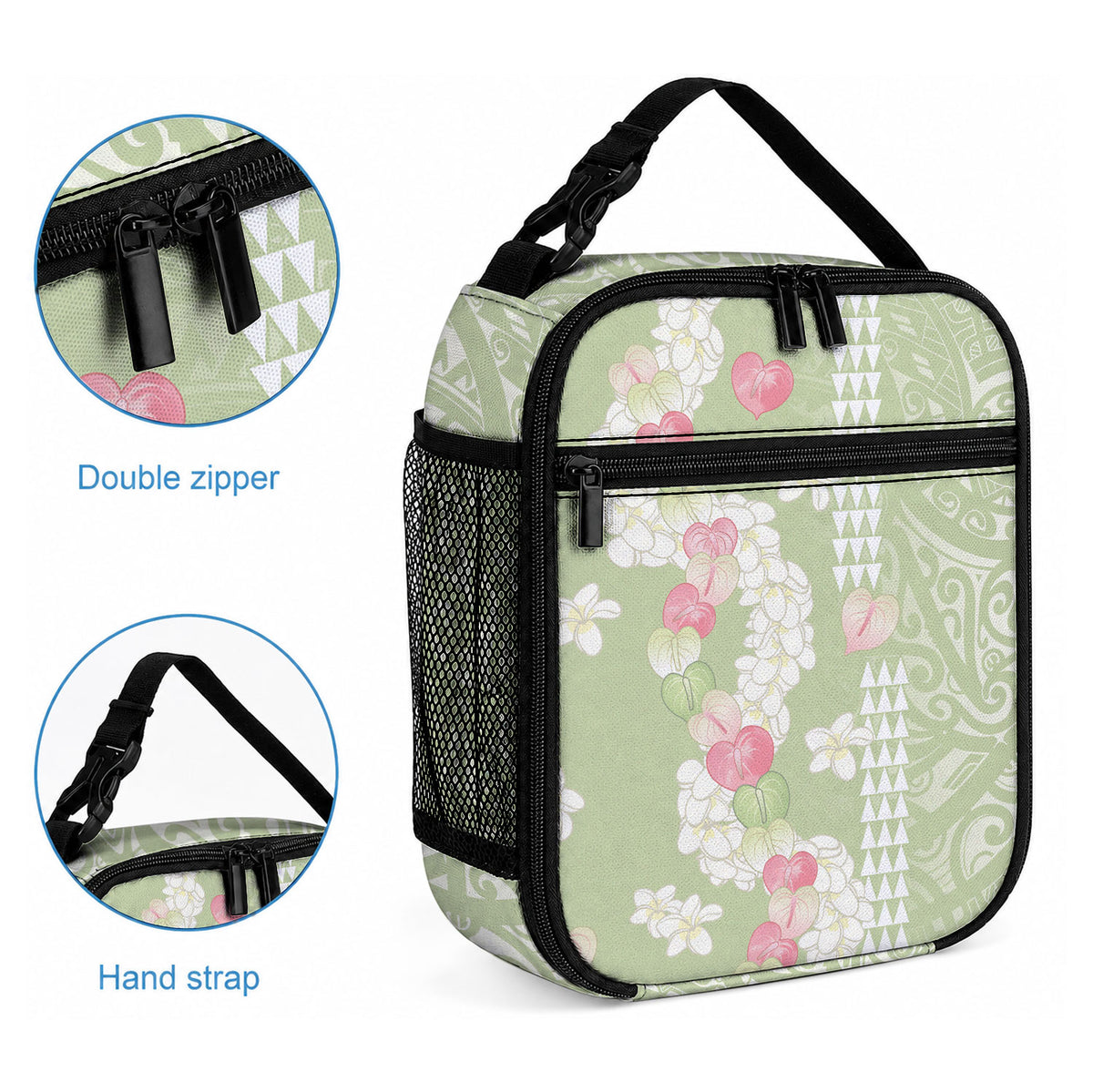 Leaf Green Hawaii Anthurium Plumeria Lei Lunch Bag LT9 - Polynesian Pride