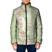Leaf Green Hawaii Anthurium Plumeria Lei Padded Jacket