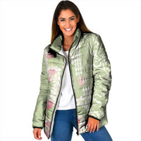 Leaf Green Hawaii Anthurium Plumeria Lei Padded Jacket