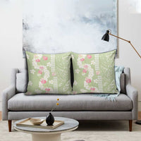 Leaf Green Hawaii Anthurium Plumeria Lei Pillow Cover