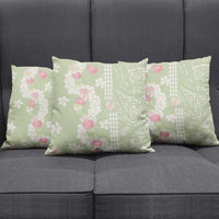 Leaf Green Hawaii Anthurium Plumeria Lei Pillow Cover