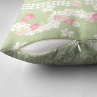 Leaf Green Hawaii Anthurium Plumeria Lei Pillow Cover