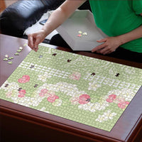 Leaf Green Hawaii Anthurium Plumeria Lei Puzzle