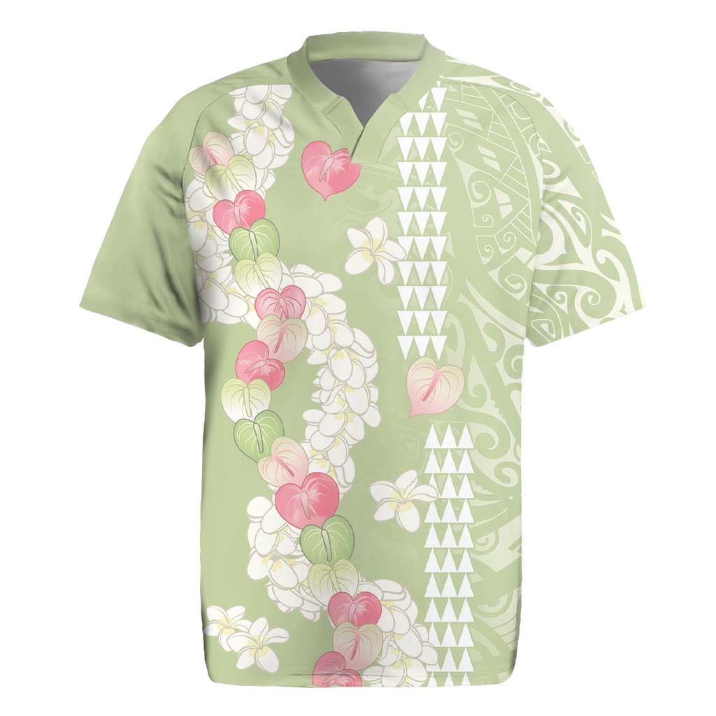 Leaf Green Hawaii Anthurium Plumeria Lei Rugby Jersey