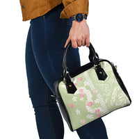 Leaf Green Hawaii Anthurium Plumeria Lei Shoulder Handbag