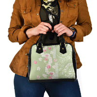 Leaf Green Hawaii Anthurium Plumeria Lei Shoulder Handbag