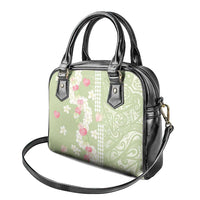 Leaf Green Hawaii Anthurium Plumeria Lei Shoulder Handbag