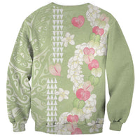 Leaf Green Hawaii Anthurium Plumeria Lei Sweatshirt