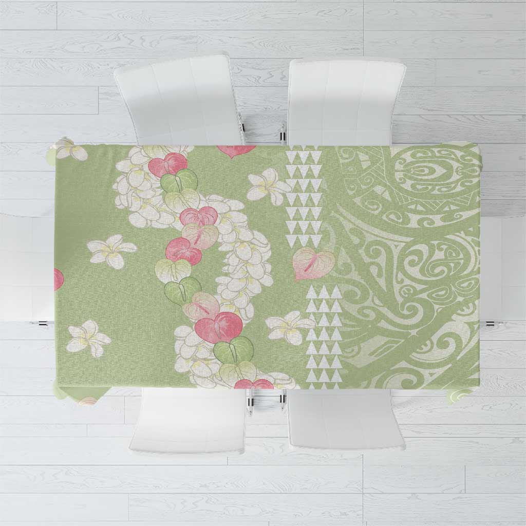 Leaf Green Hawaii Anthurium Plumeria Lei Tablecloth LT9 Green - Polynesian Pride