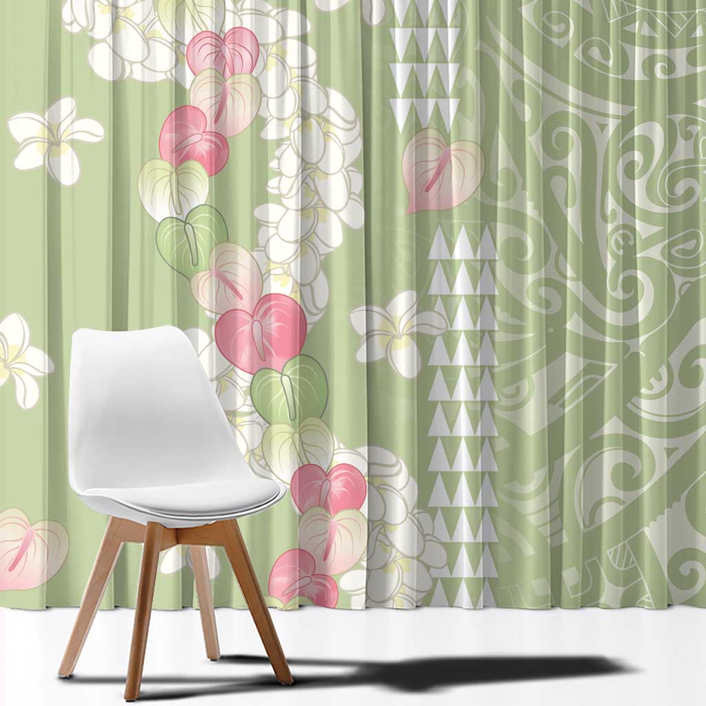 Leaf Green Hawaii Anthurium Plumeria Lei Window Curtain LT9 - Polynesian Pride