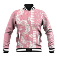 Soft Pink Hawaii Anthurium Plumeria Lei Baseball Jacket