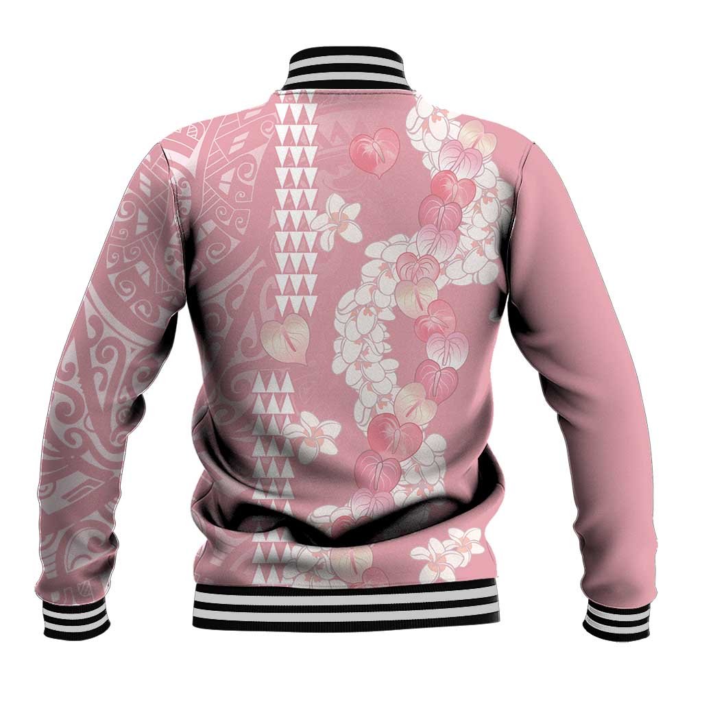 Soft Pink Hawaii Anthurium Plumeria Lei Baseball Jacket