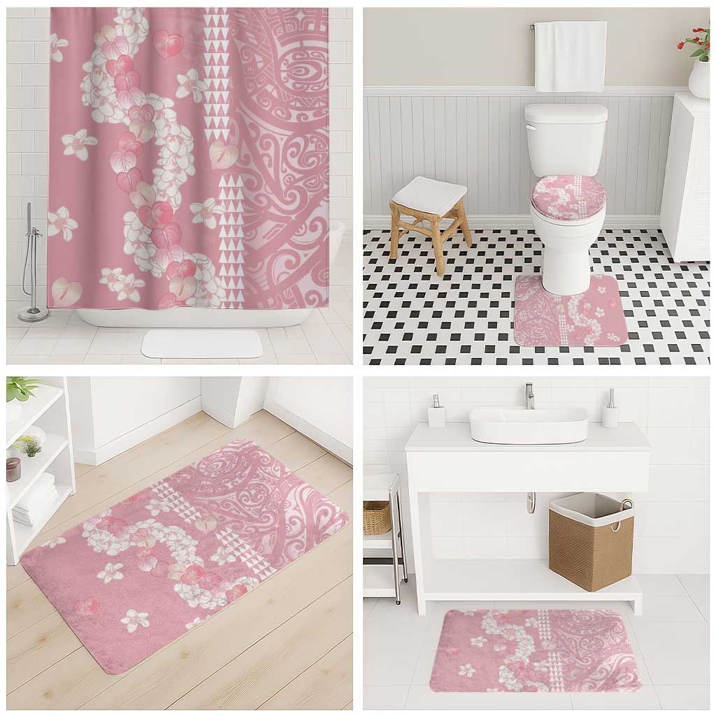 Soft Pink Hawaii Anthurium Plumeria Lei Bathroom Set